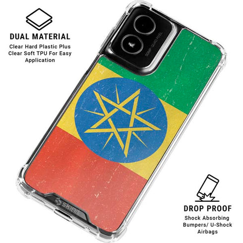 Ethiopia Flag Distressed Moto G Power 5G (2024) Clear Case